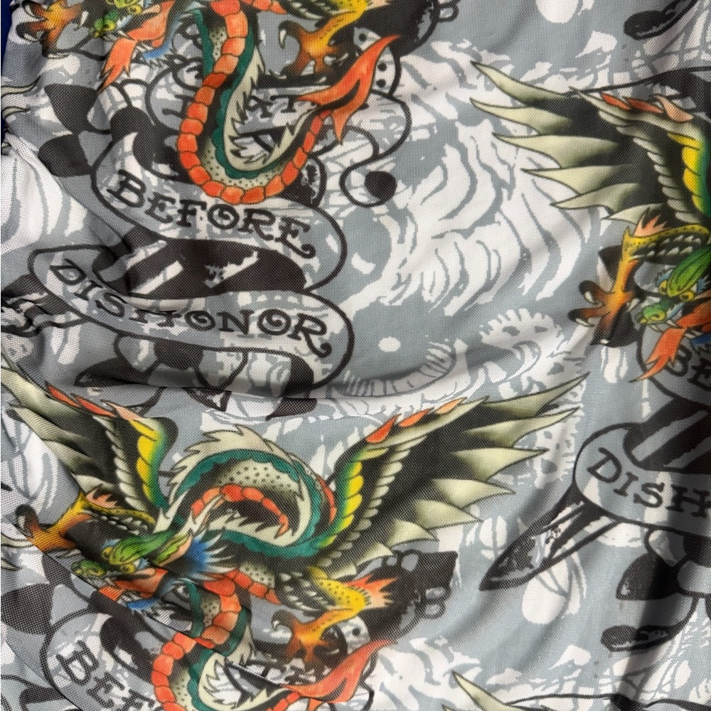 Ed Hardy Multicolor Tattoo-Print Crewneck Top - Picture 8 of 10